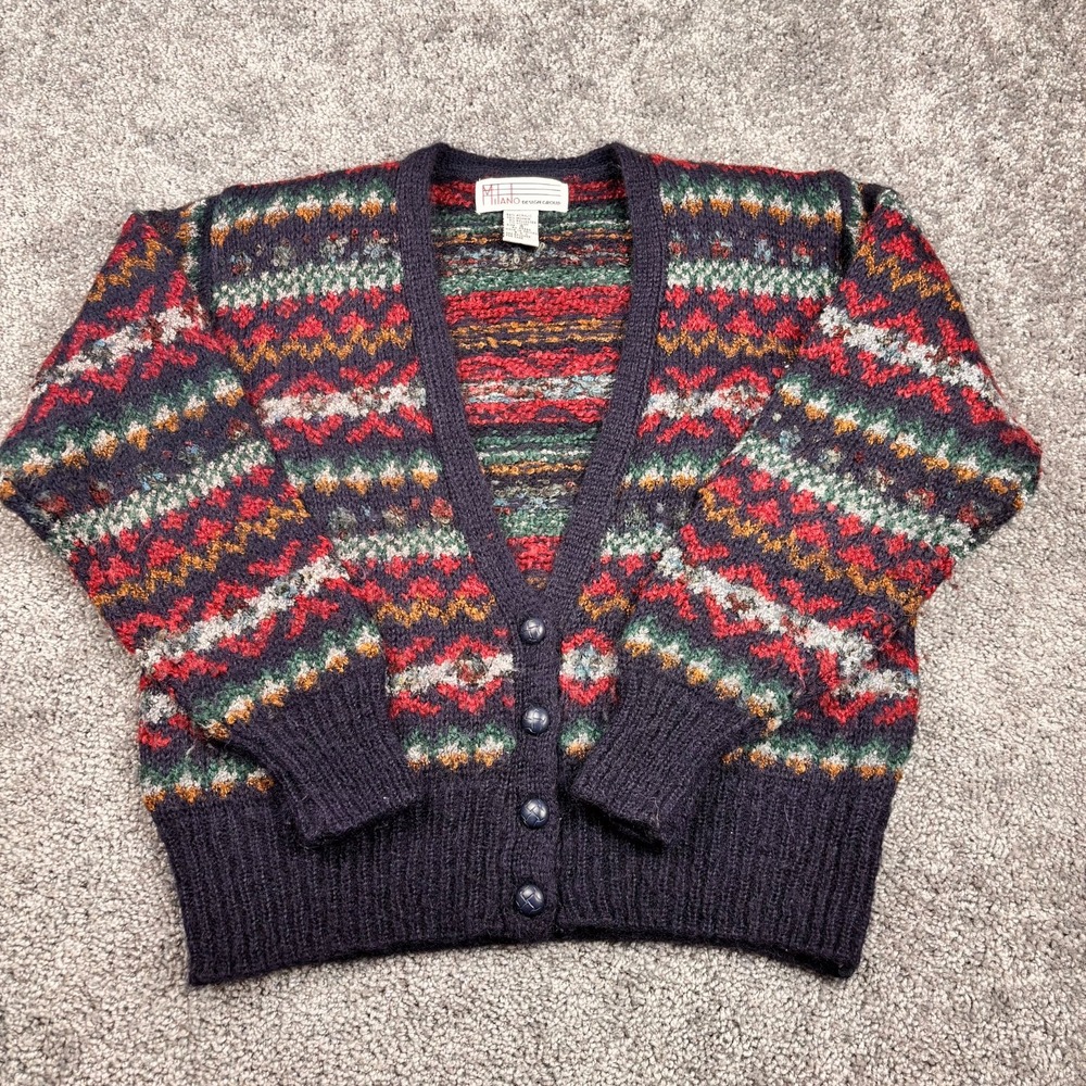 Vintage Milano Design Group Cardigan Women's S Navy Mohair‎ Blend Grannycore